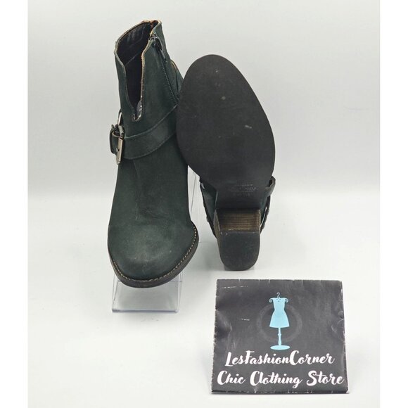 Matisse Women's Gray Leather Harney Heeled Ankle Boots Studded Strap Sz7.5 2919 - Picture 4 of 16